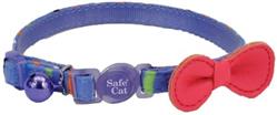 COASTAL Safe Cat Embellished Fashion Collar 3/8" x 8-12" Stripe Blue